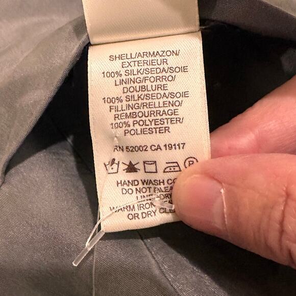 Reversible Bomber Jacket 100% Silk Magnetic Snap, Herbal Green Gray, 10 - Picture 3 of 13